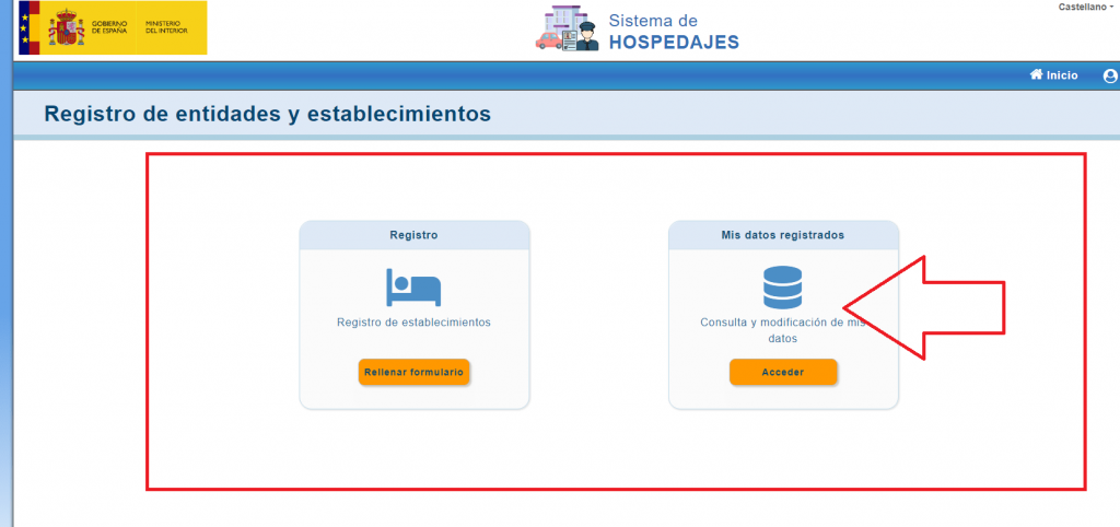 Pantalla de SES con la opción Mis datos registrados señalada